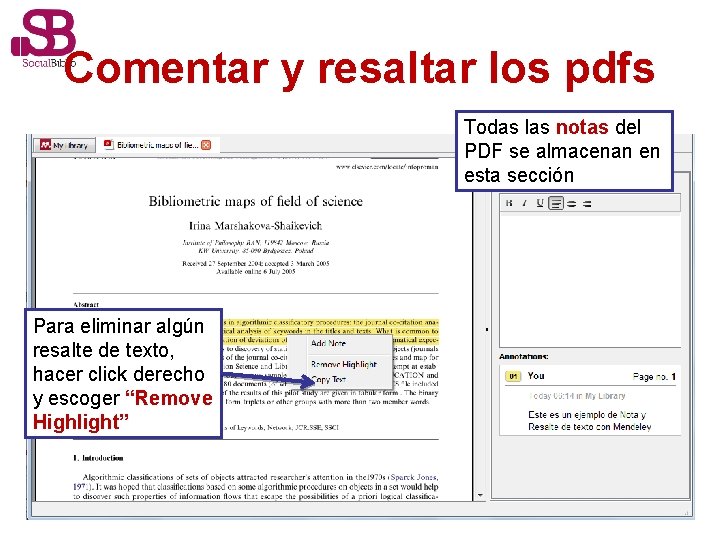 Comentar y resaltar los pdfs Todas las notas del PDF se almacenan en esta