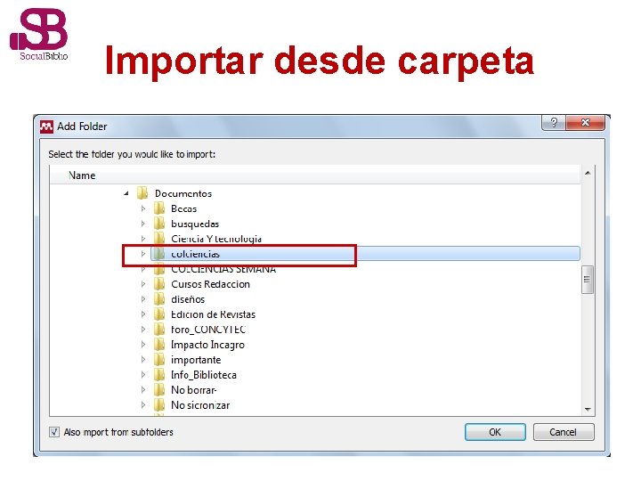 Importar desde carpeta 