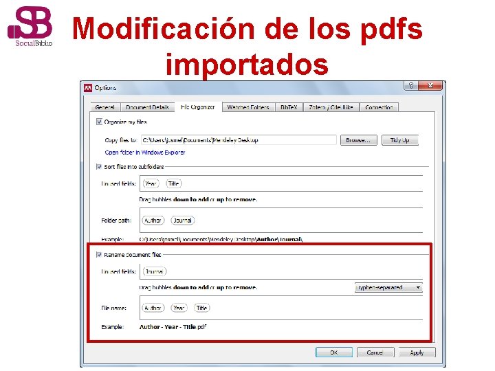 Modificación de los pdfs importados 