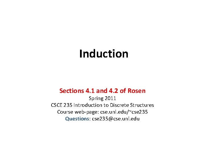 Induction Sections 4 1 and 4 2 of
