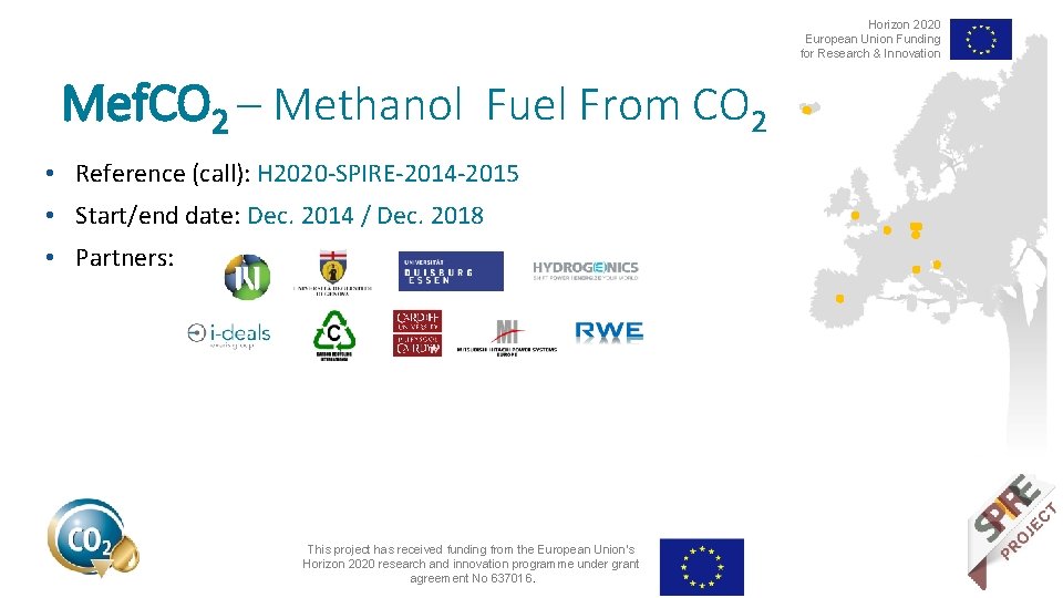 Horizon 2020 European Union Funding for Research & Innovation Mef. CO 2 – Methanol