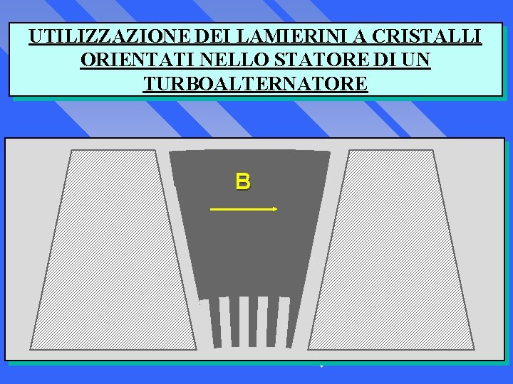 UTILIZZAZIONE DEI LAMIERINI A CRISTALLI ORIENTATI NELLO STATORE DI UN TURBOALTERNATORE B 