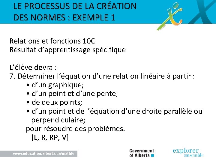 LE PROCESSUS DE LA CRÉATION DES NORMES : EXEMPLE 1 Relations et fonctions 10