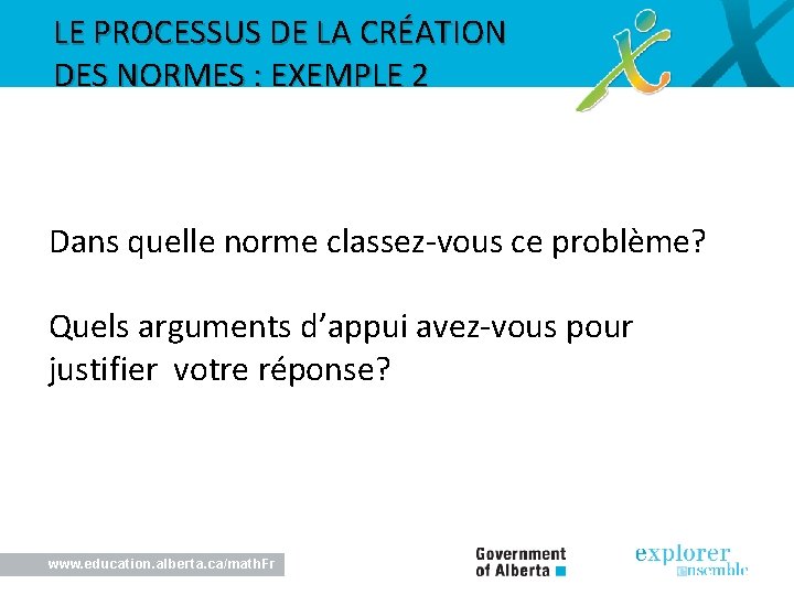 LE PROCESSUS DE LA CRÉATION DES NORMES : EXEMPLE 2 Dans quelle norme classez-vous