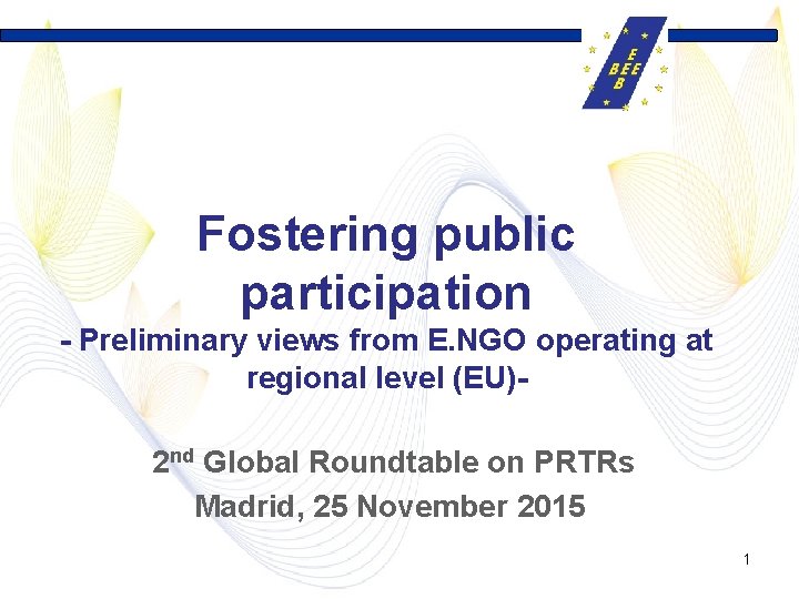 Fostering public participation - Preliminary views from E. NGO operating at regional level (EU)2