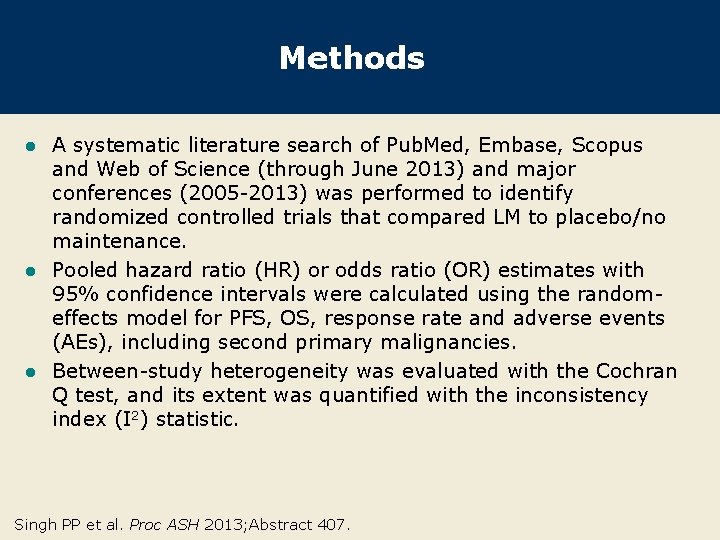 Methods A systematic literature search of Pub. Med, Embase, Scopus and Web of Science