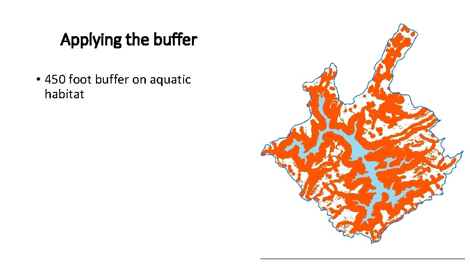 Applying the buffer • 450 foot buffer on aquatic habitat 