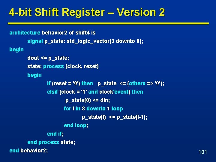 4 -bit Shift Register – Version 2 architecture behavior 2 of shift 4 is