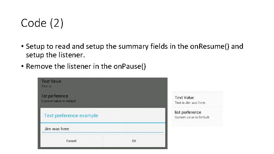 Code (2) • Setup to read and setup the summary fields in the on.