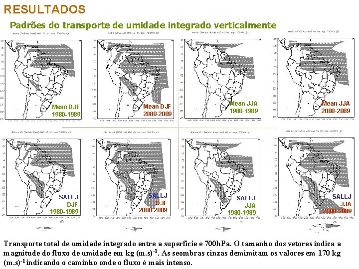 RESULTADOS Padrões do transporte de umidade integrado verticalmente Mean DJF 1980 -1989 SALLJ DJF