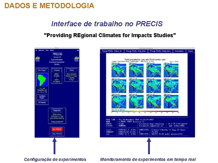 DADOS E METODOLOGIA Interface de trabalho no PRECIS "Providing REgional Climates for Impacts Studies"