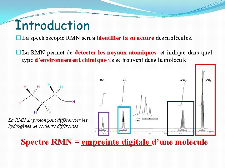 Introduction � La spectroscopie RMN sert à identifier la structure des molécules. � La