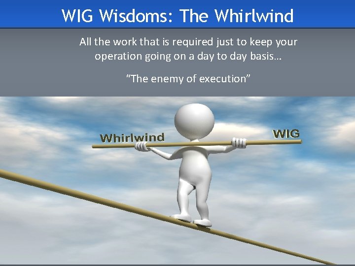 WIG Wisdoms: The Whirlwind All the work that is required just to keep your