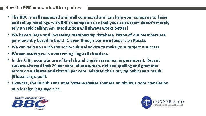 How the BBC can work with exporters • The BBC is well respected and