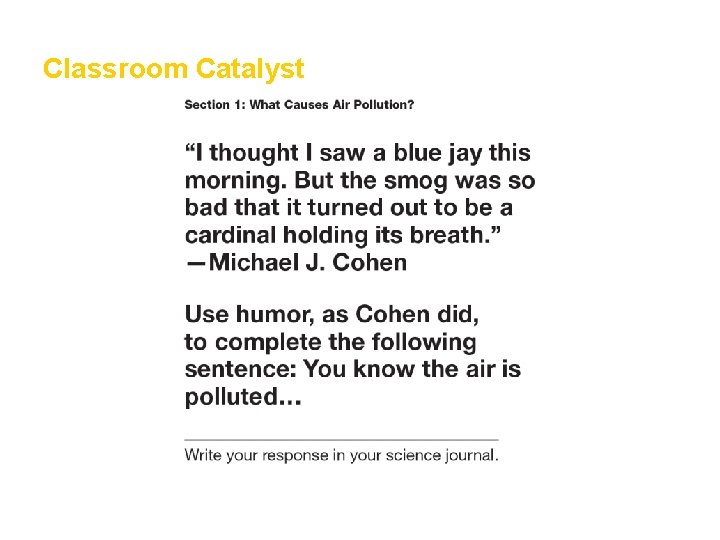 Air Classroom Catalyst Section 1 