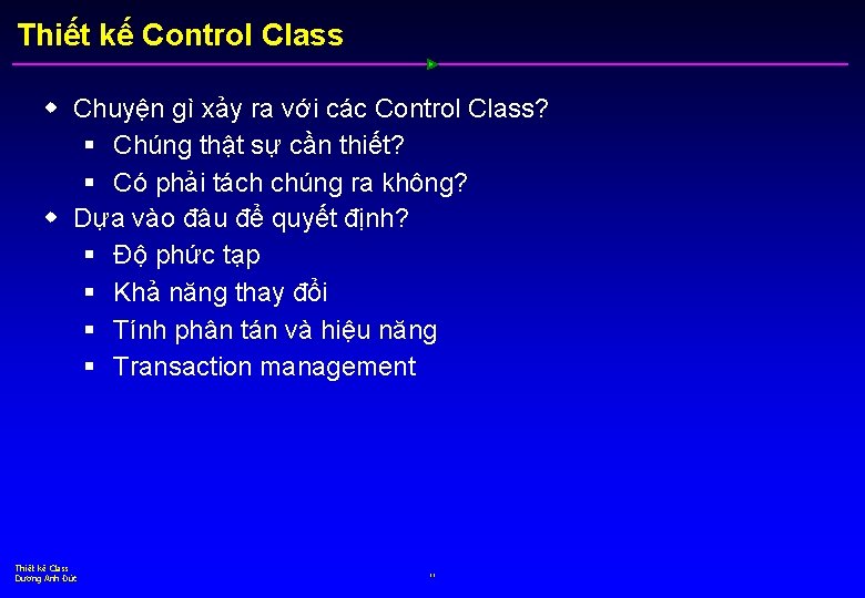 Thiết kế Control Class w Chuyện gì xảy ra với các Control Class? §