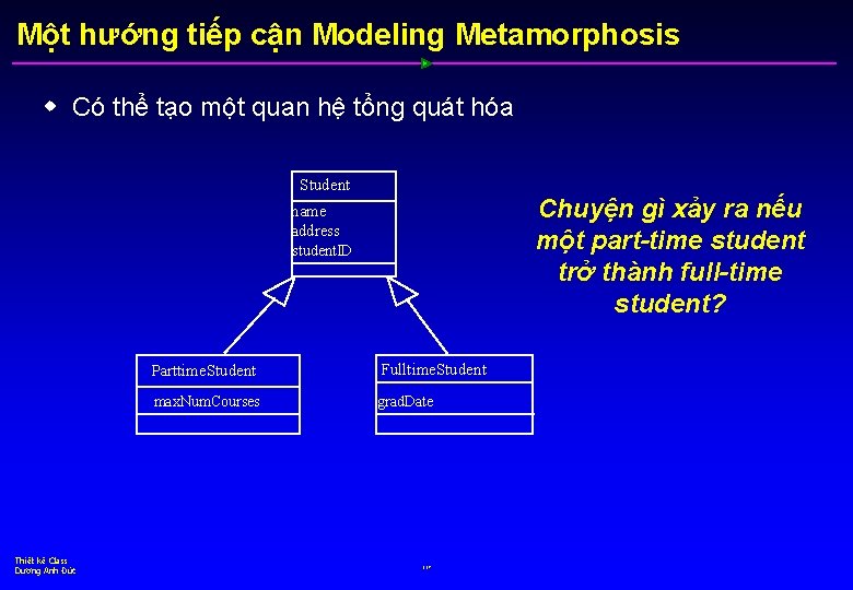 Một hướng tiếp cận Modeling Metamorphosis w Có thể tạo một quan hệ tổng