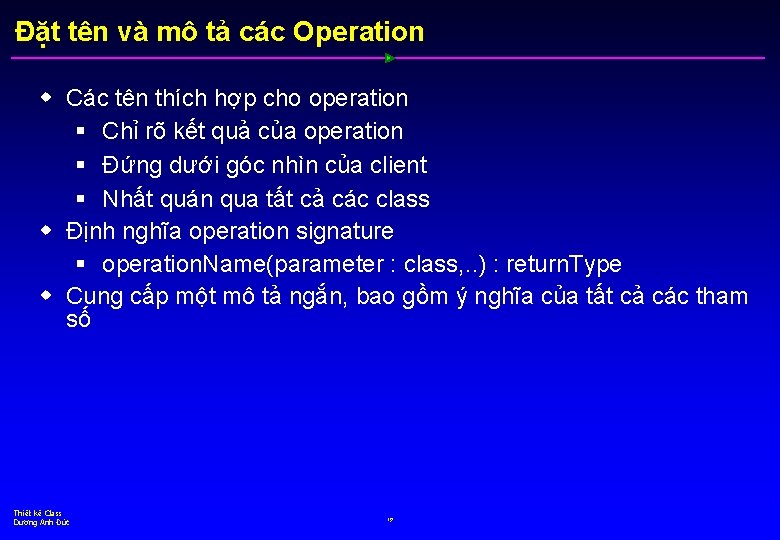 Đặt tên và mô tả các Operation w Các tên thích hợp cho operation