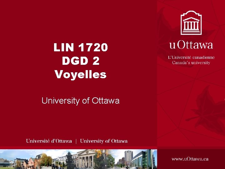 LIN 1720 DGD 2 Voyelles University of Ottawa 