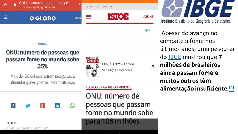  Apesar do avanço no combate à fome nos últimos anos, uma pesquisa do