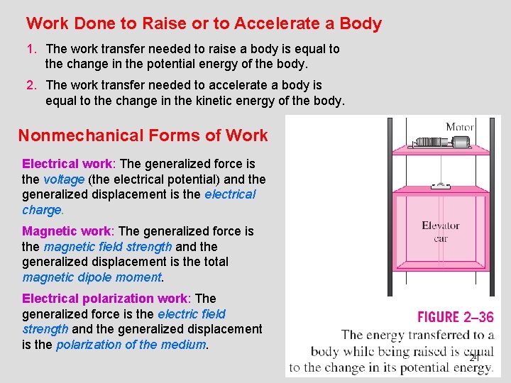 Work Done to Raise or to Accelerate a Body 1. The work transfer needed Work Done to Raise or to Accelerate a Body 1. The work transfer needed