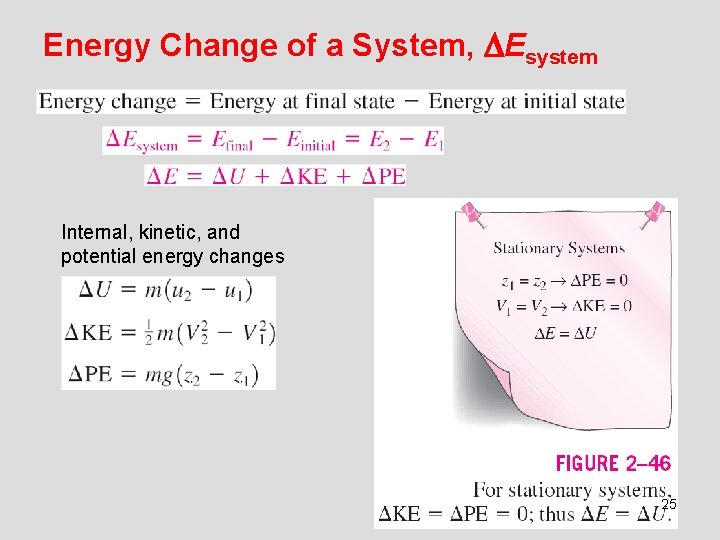 Energy Change of a System, Esystem Internal, kinetic, and potential energy changes 25 Energy Change of a System, Esystem Internal, kinetic, and potential energy changes 25