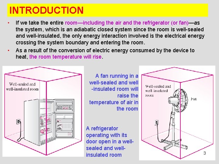 INTRODUCTION • • If we take the entire room—including the air and the refrigerator INTRODUCTION • • If we take the entire room—including the air and the refrigerator