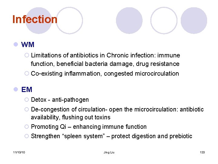 Infection l WM ¡ Limitations of antibiotics in Chronic infection: immune function, beneficial bacteria