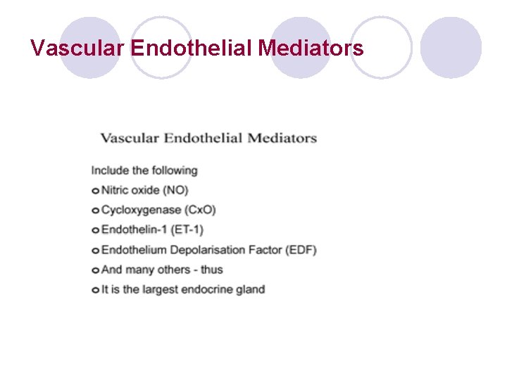 Vascular Endothelial Mediators 