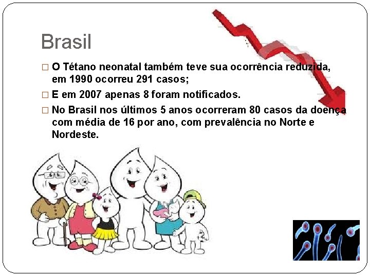 Brasil � O Tétano neonatal também teve sua ocorrência reduzida, em 1990 ocorreu 291