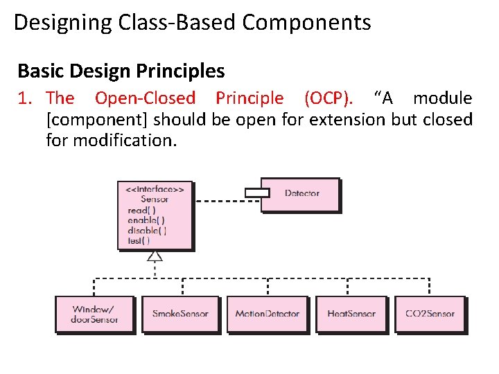 Designing Class-Based Components Basic Design Principles 1. The Open-Closed Principle (OCP). “A module [component]