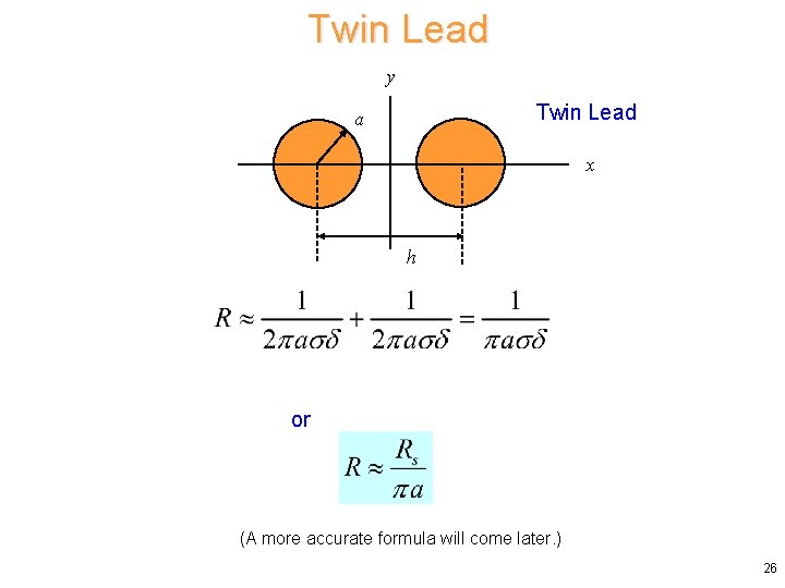 Twin Lead y Twin Lead a x h or (A more accurate formula will