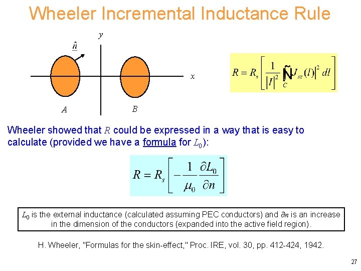 Wheeler Incremental Inductance Rule y x A B Wheeler showed that R could be