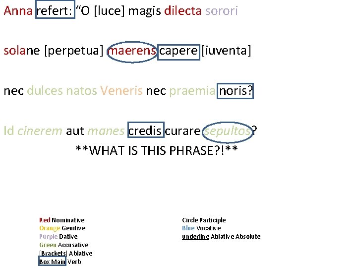 Anna refert: “O [luce] magis dilecta sorori solane [perpetua] maerens capere [iuventa] nec dulces