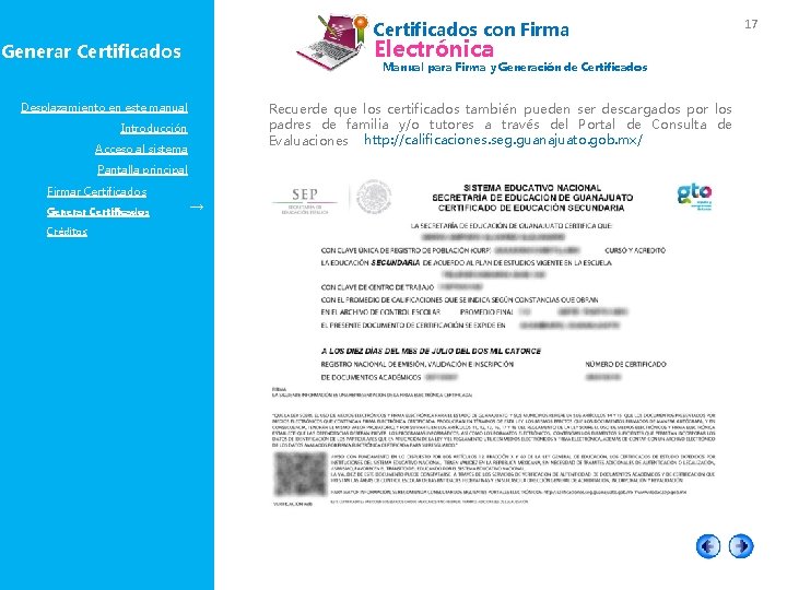 Certificados con Firma Electrónica Generar Certificados Manual para Firma y Generación de Certificados Recuerde