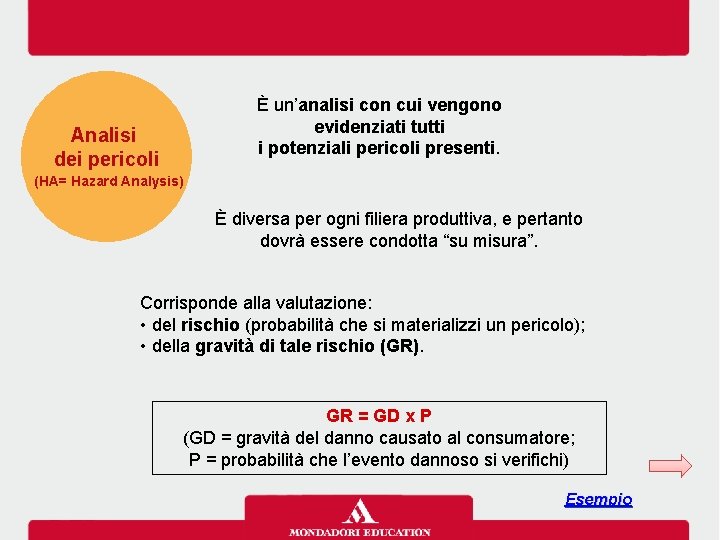 È un’analisi con cui vengono evidenziati tutti i potenziali pericoli presenti. Analisi dei pericoli