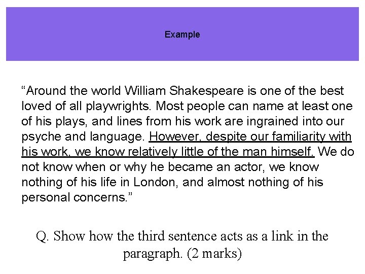 Example “Around the world William Shakespeare is one of the best loved of all