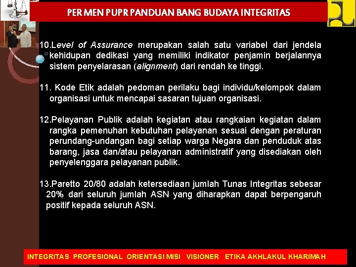 PER MEN PUPR PANDUAN BANG BUDAYA INTEGRITAS WORKSHOP TUNAS INTEGRITAS ESELON I DAN II