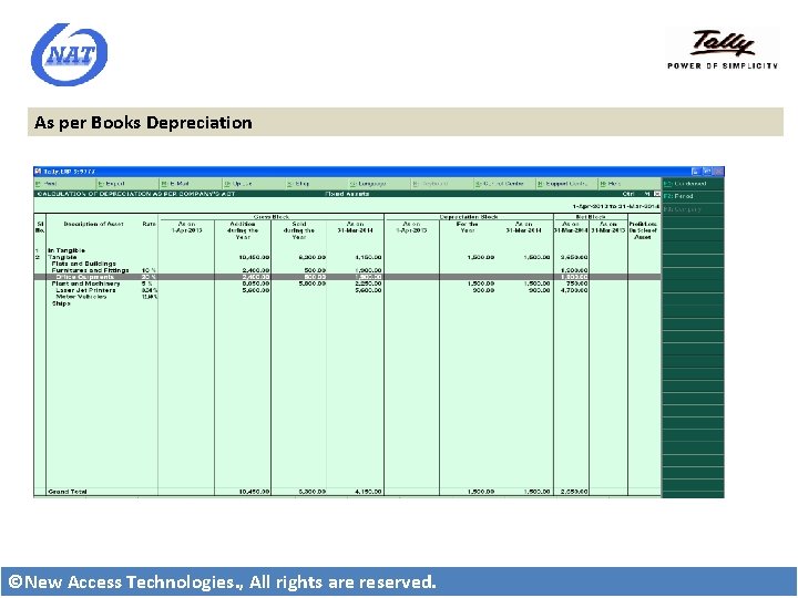 As per Books Depreciation ©New Access Technologies. , All rights are reserved. 