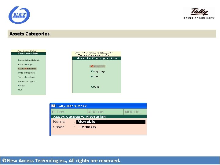 Assets Categories ©New Access Technologies. , All rights are reserved. 