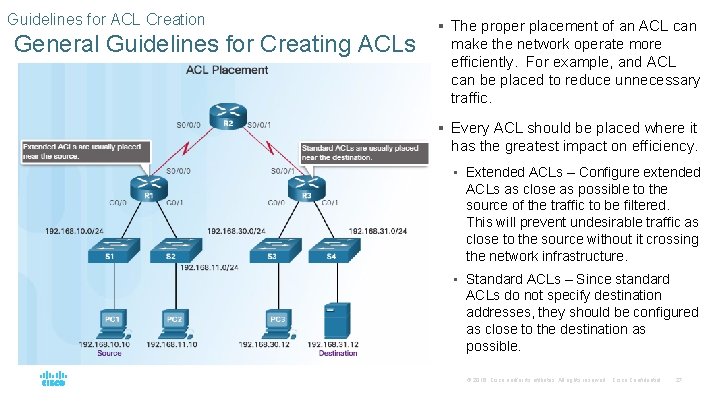 Guidelines for ACL Creation General Guidelines for Creating ACLs § The proper placement of