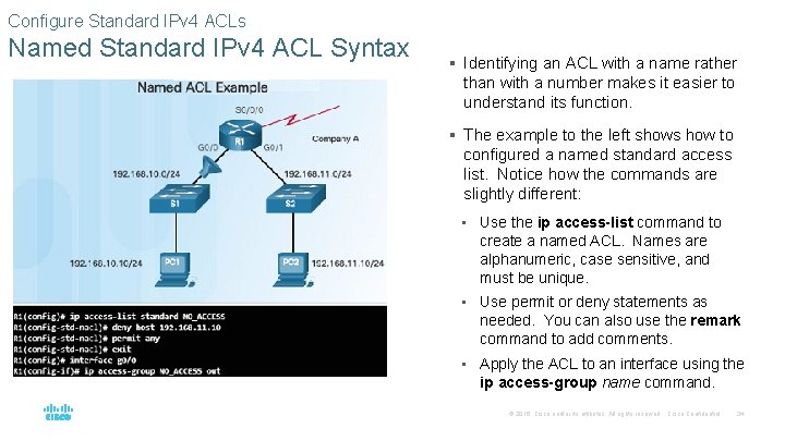 Configure Standard IPv 4 ACLs Named Standard IPv 4 ACL Syntax § Identifying an