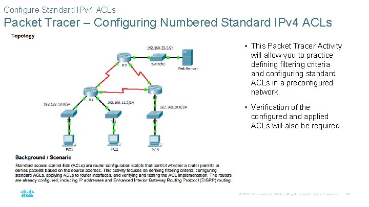 Configure Standard IPv 4 ACLs Packet Tracer – Configuring Numbered Standard IPv 4 ACLs