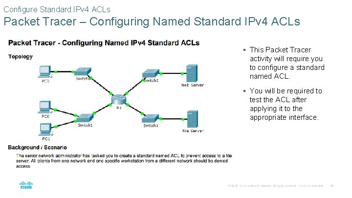 Configure Standard IPv 4 ACLs Packet Tracer – Configuring Named Standard IPv 4 ACLs