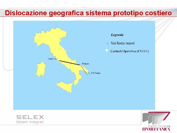 Dislocazione geografica sistema prototipo costiero 