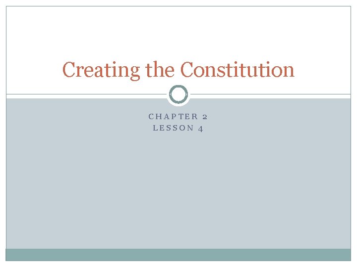 Creating the Constitution CHAPTER 2 LESSON 4 