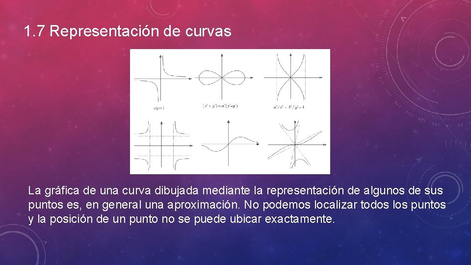 1. 7 Representación de curvas La gráfica de una curva dibujada mediante la representación