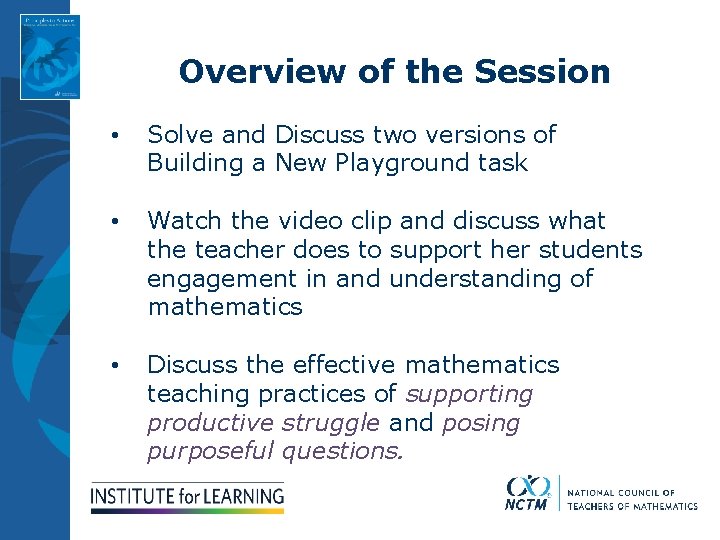 Overview of the Session • Solve and Discuss two versions of Building a New