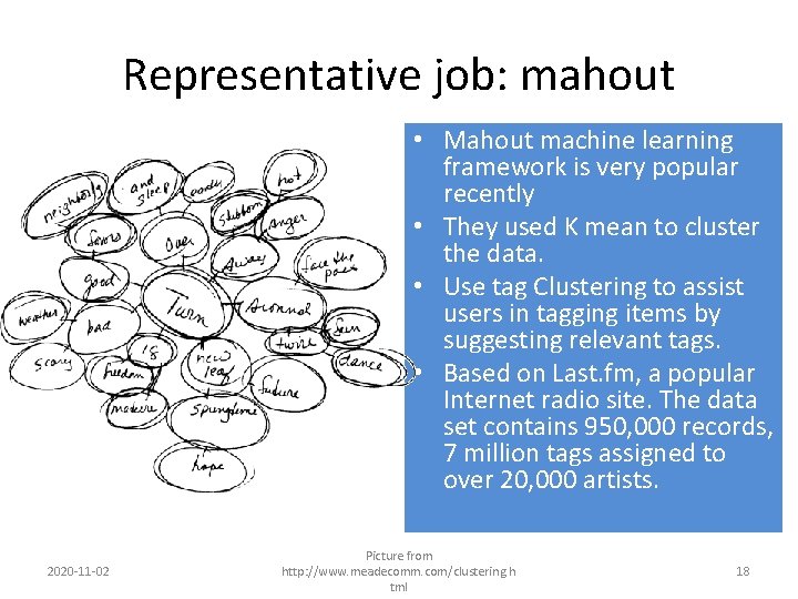 Representative job: mahout • Mahout machine learning framework is very popular recently • They