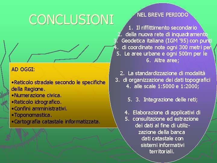 CONCLUSIONI NEL BREVE PERIODO 1. Il riffittimento secondario 2. della nuova rete di inquadramento